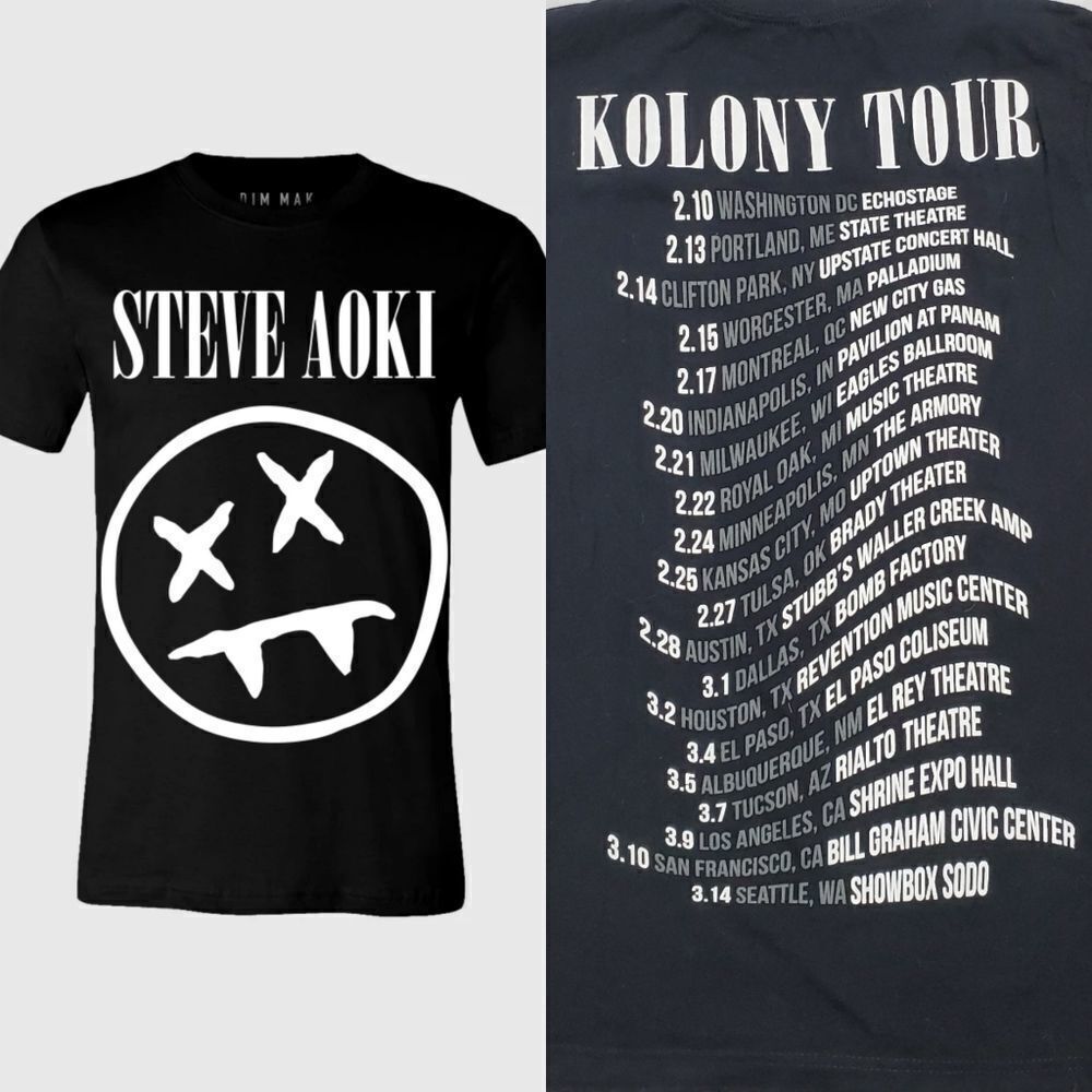 STEVE AOKI shirt Kolony Collection fang tour‎ black t-shirt unisex S